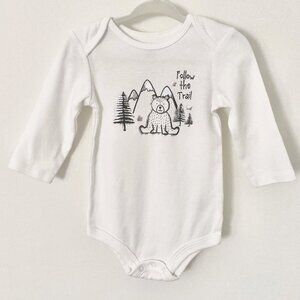 $4 add on - White Canadiana 'Follow the Trail' Bodysuit 6-9M